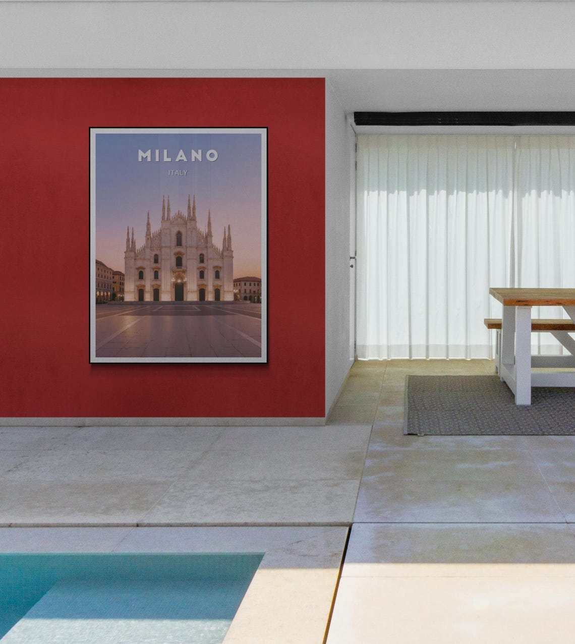 Milano Duomo Cathedral Sunset Piazza Square Italy Travel Poster