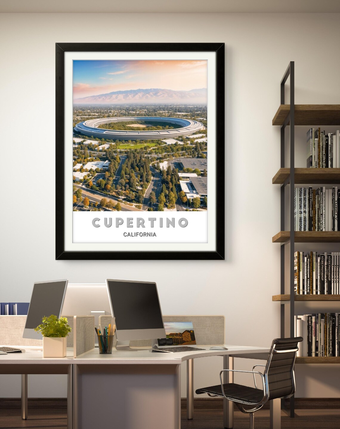 Cupertino Apple Park Ring Aerial View California Travel Poster - Image 2