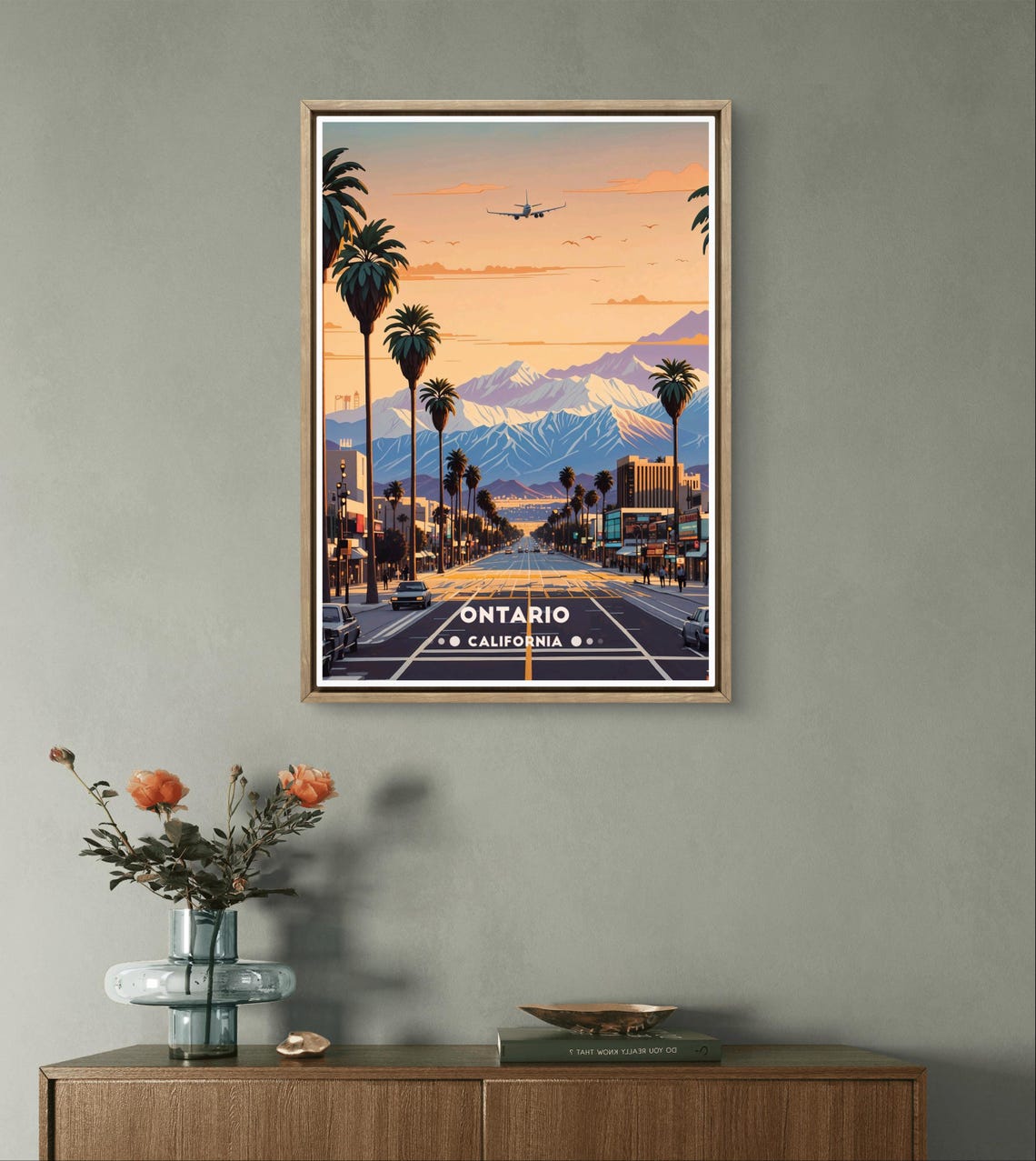 Ontario Poster California City Print Sunset Street View Ontario Wall Decor Socal Urban Art Retro Mountain Scene Usa City Poster - Image 2