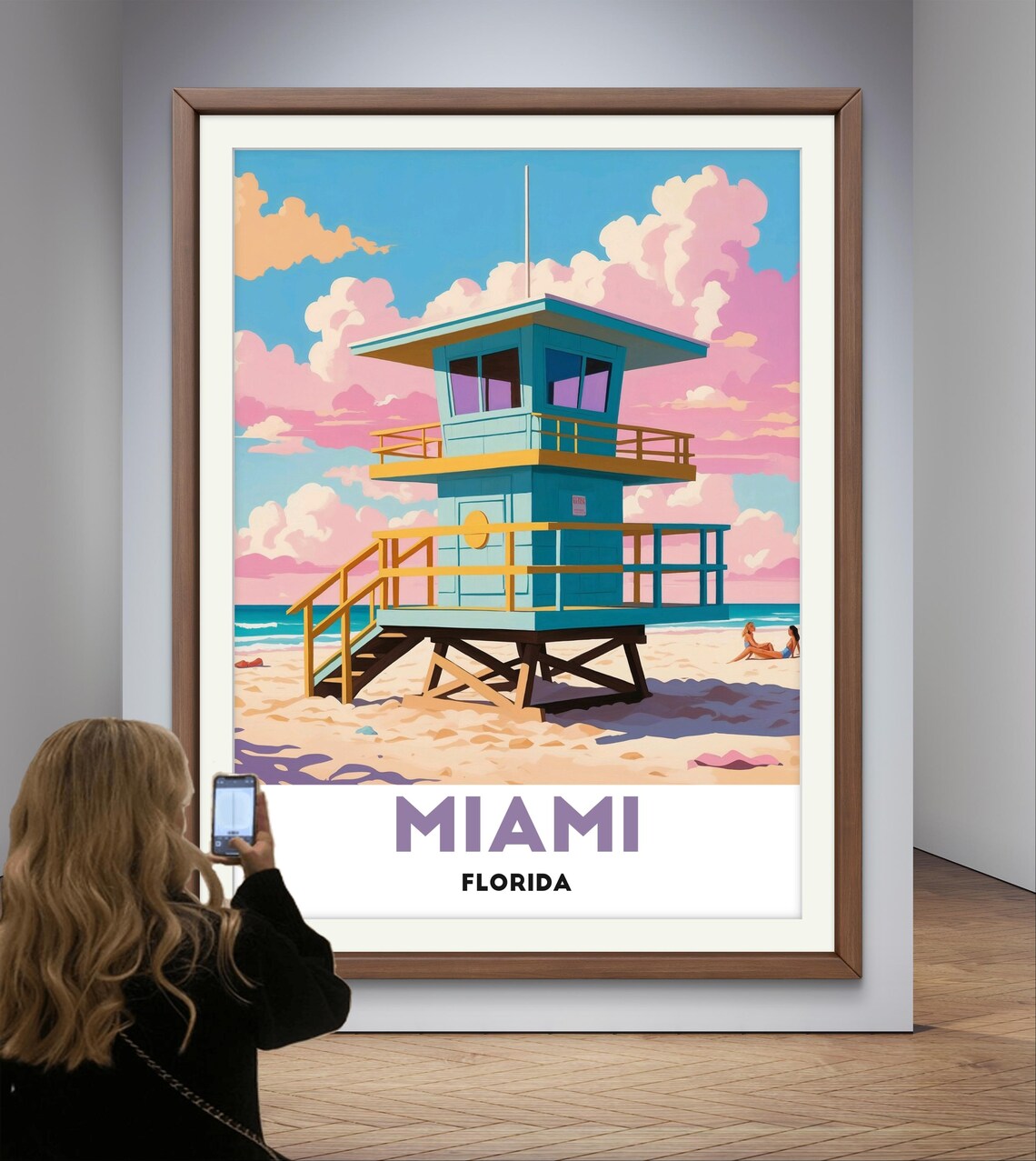 Miami Poster, Iconic Lifeguard Tower Beach Scene - Image 2