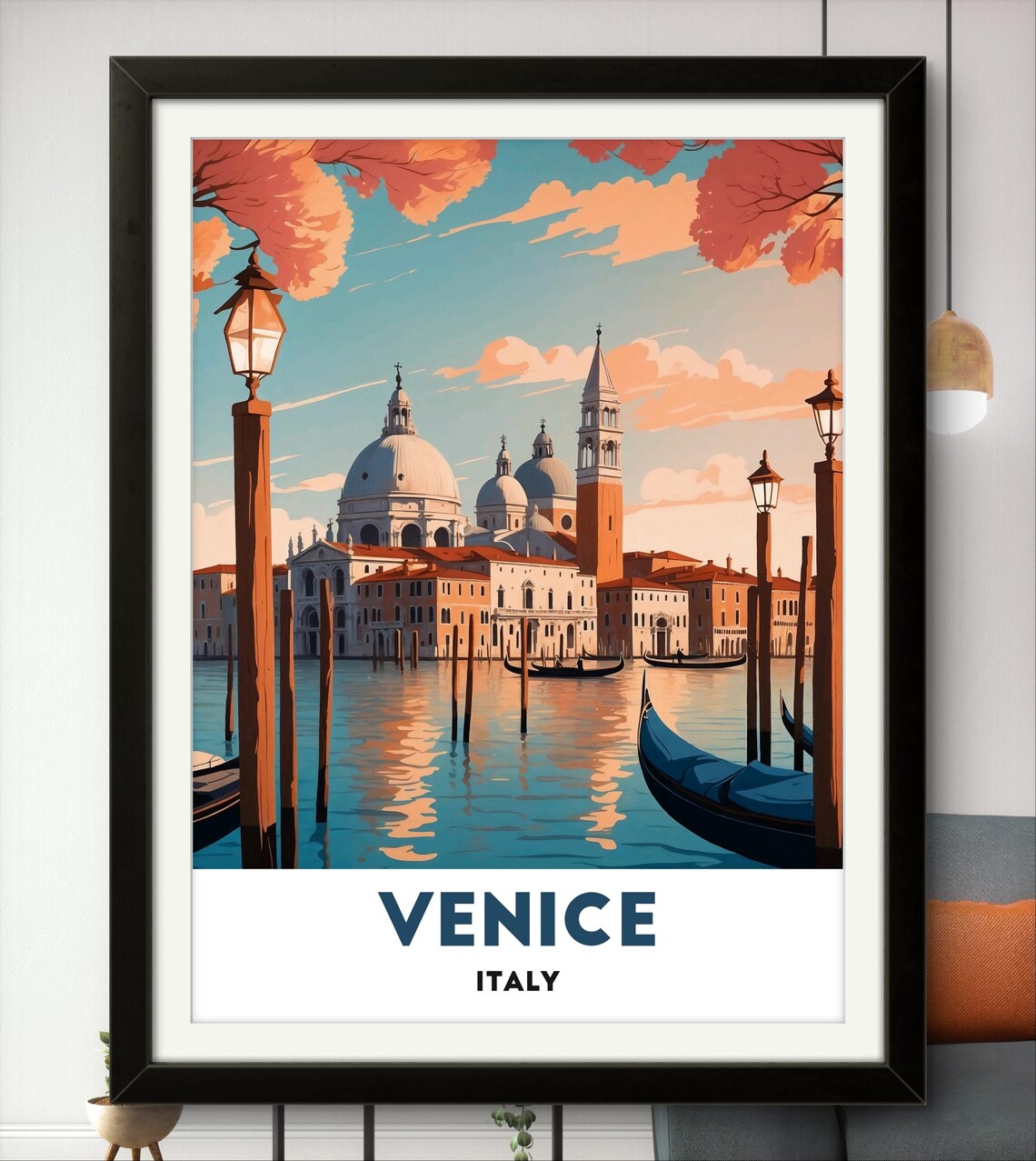 Venice Italy Travel Poster, Romantic Grand Canal View