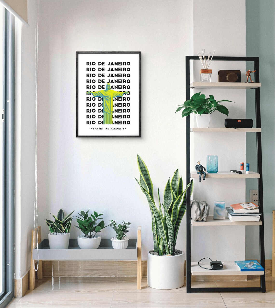 Rio De Janeiro Christ The Redeemer Neon Bold Typography Poster - Image 3