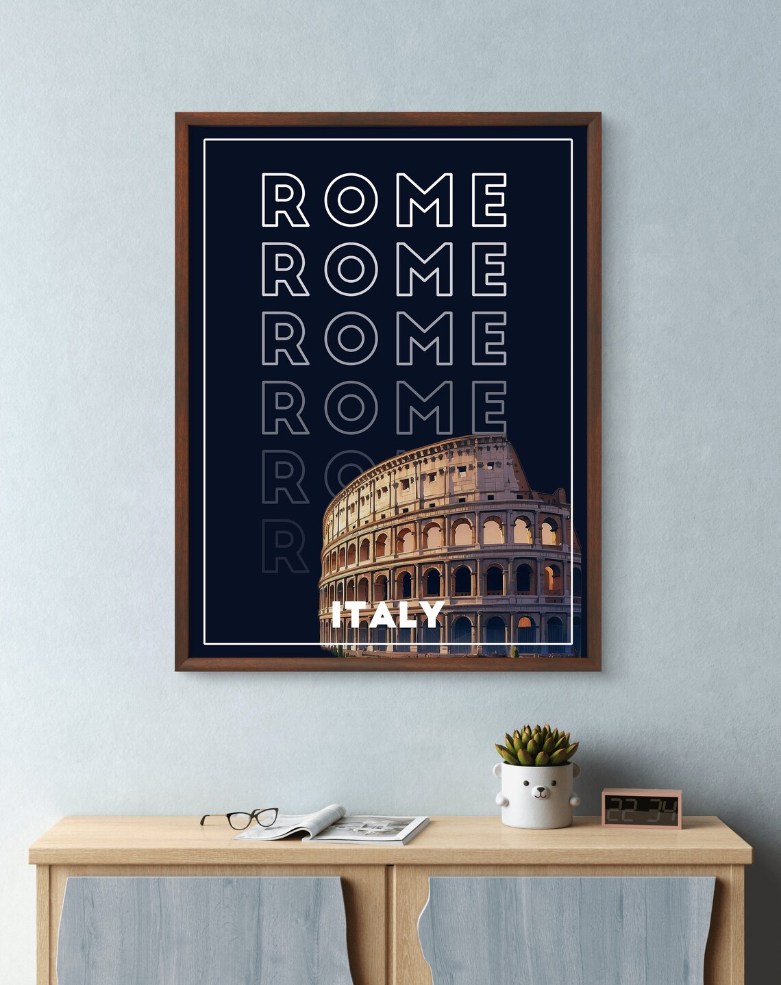 Rome Colosseum Italy Vintage Travel Poster Modern Typographic Art - Image 3