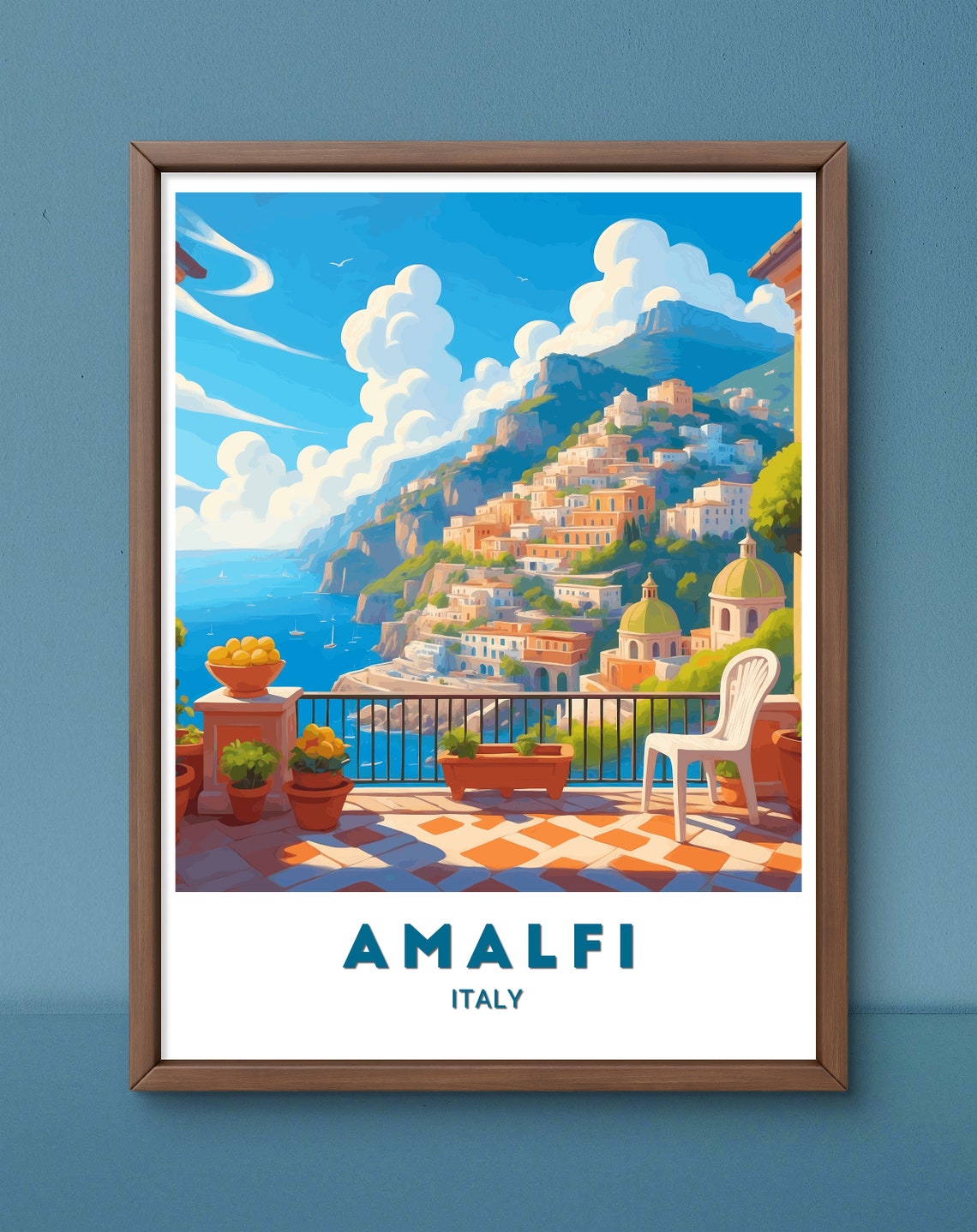 Amalfi Coast Cliffside Town Terrace Lemon Italy Travel Poster - Image 2