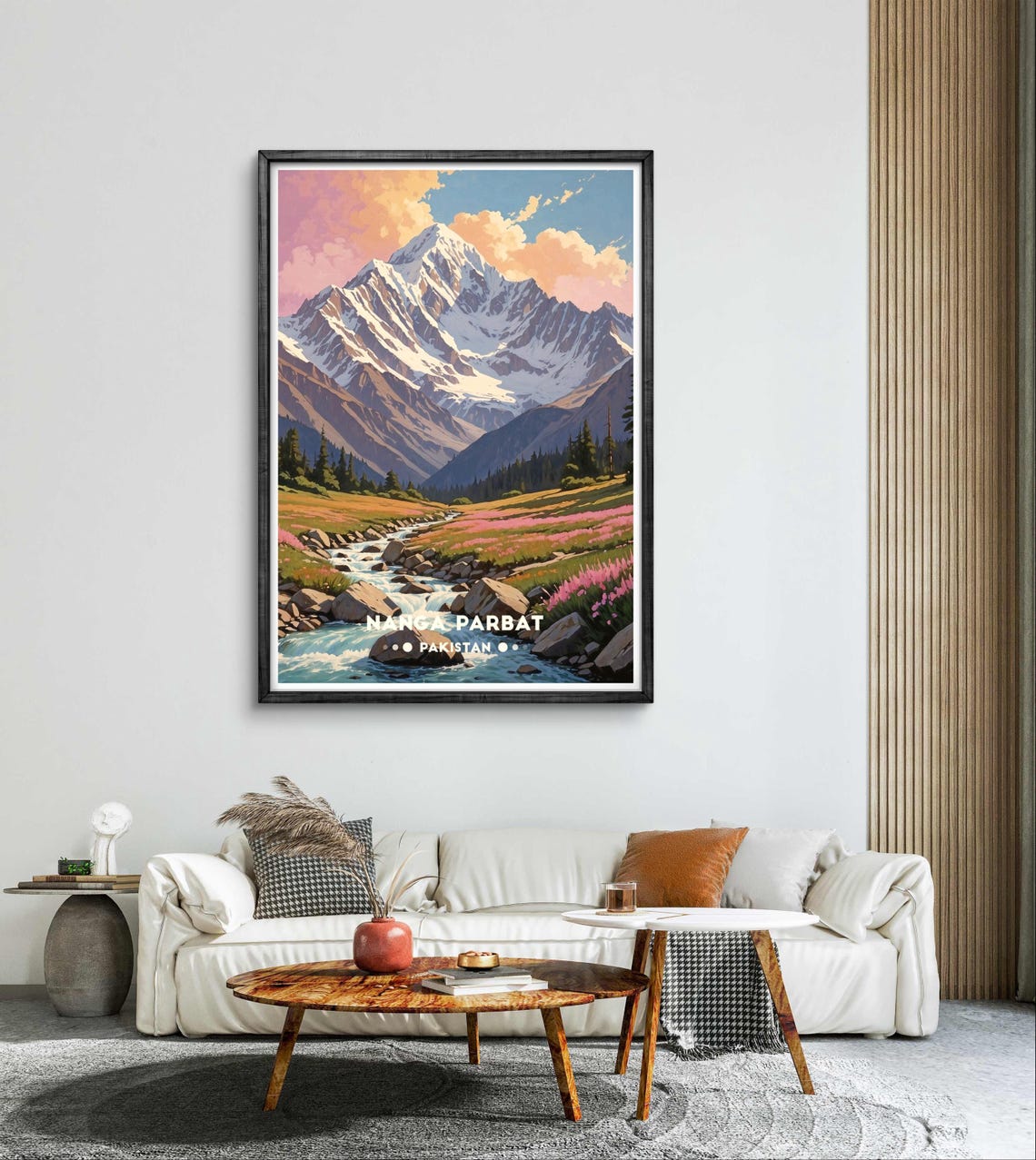 Nanga Parbat Pakistan Alpine Meadow Stream Wildflower Slope Poster - Image 3
