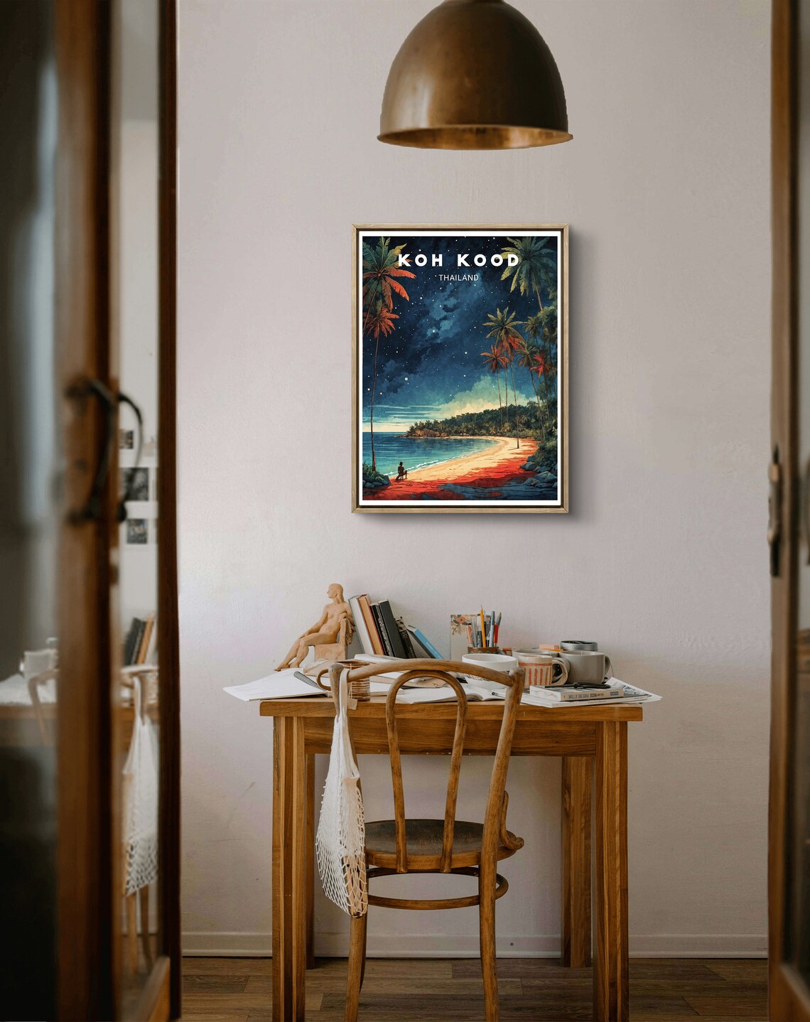 Koh Kood Thailand Starry Night Beach With Palm Trees Travel Poster - Image 3