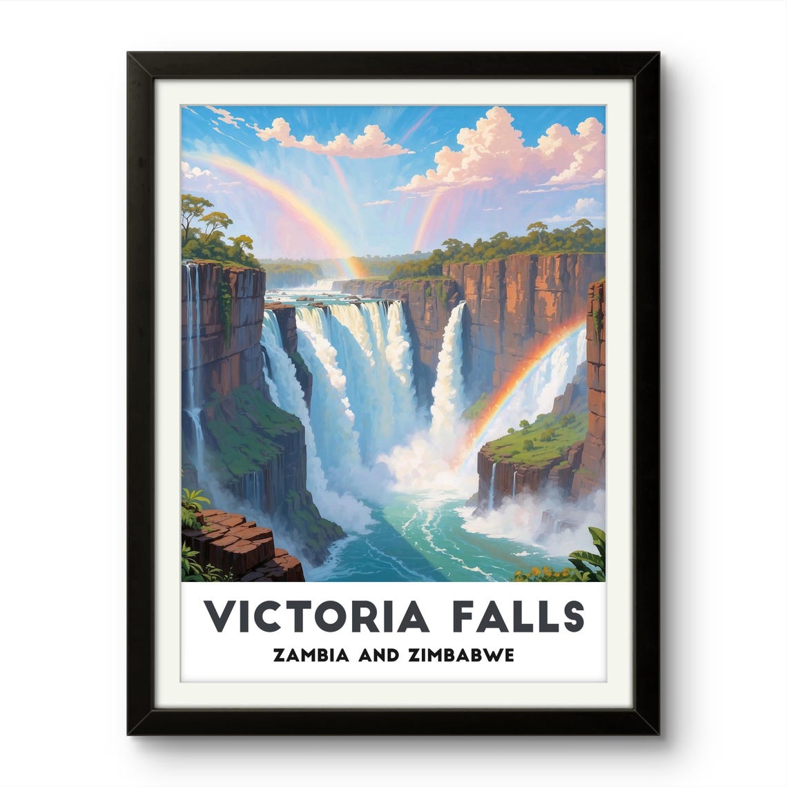 Victoria Falls Zambia Zimbabwe Rainbow Waterfall Travel Poster - Image 2