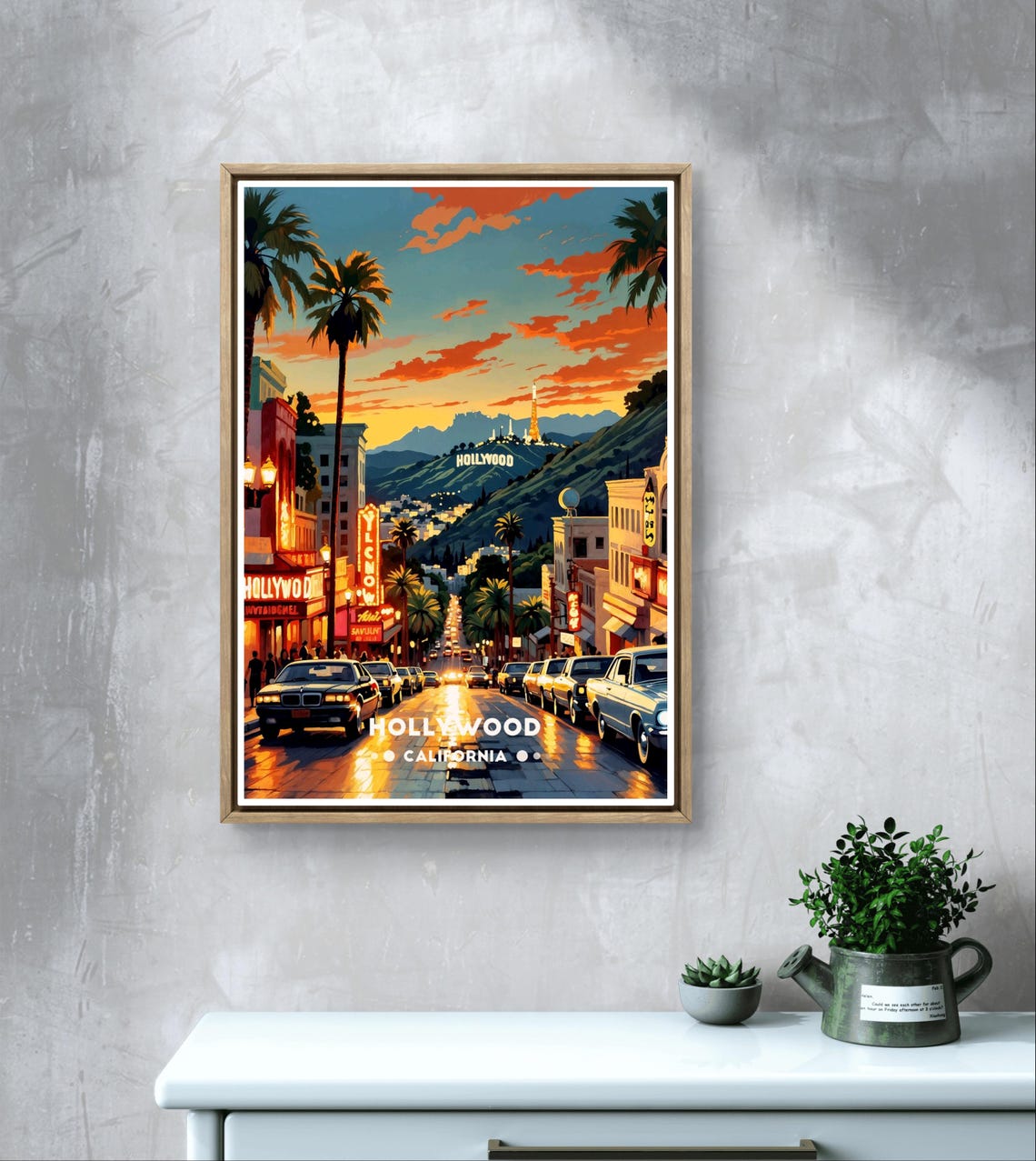Hollywood Sign Poster California Retro Print Vintage La Boulevard Art Hollywood Street Scene Socal Film Poster Usa Movie City Print - Image 4