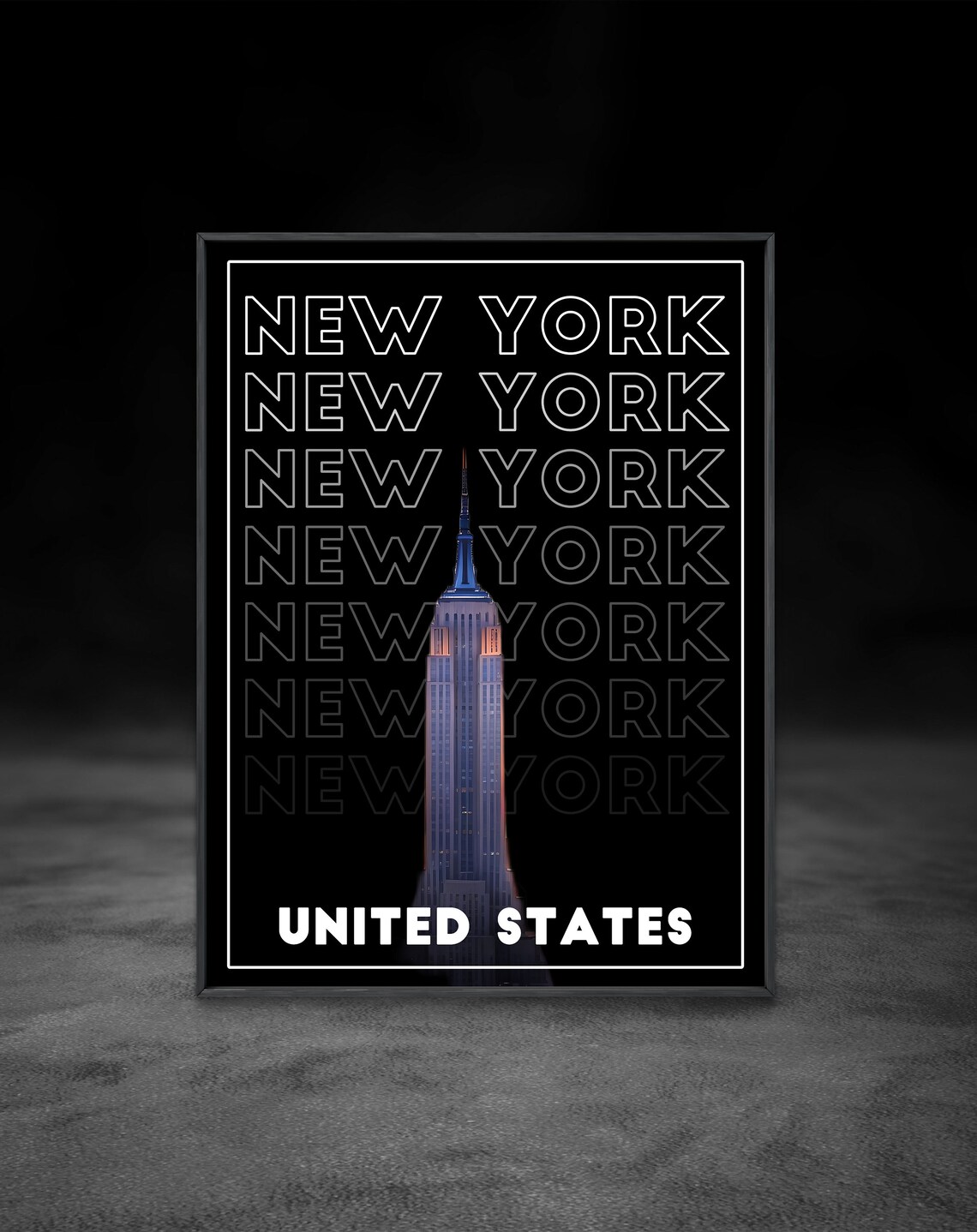 New York City Empire State Building Night Skyline Graphic Poster