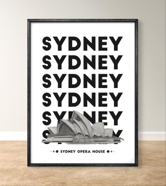 Sydney Poster Sydney Opera House Wall Art Australia Landmark Print Poster Black And White Decor Travel Gift Idea