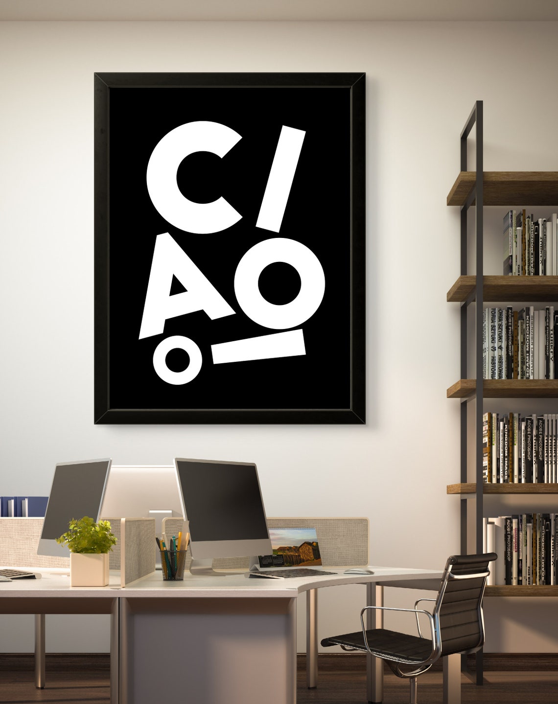 Ciao Big White Letters On Black Bold Modern Typography Poster - Image 2