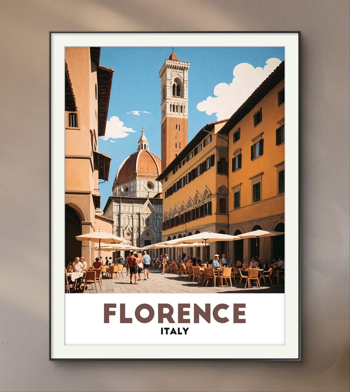 Florence Italy Duomo Cathedral Cafe Street Sunny Piazza Travel Poster - Image 3