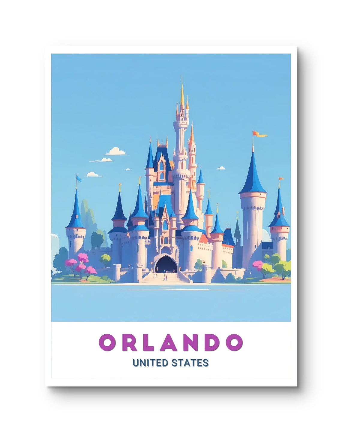 Orlando United States Daytime Blue Spire Fairy Tale Castle Poster