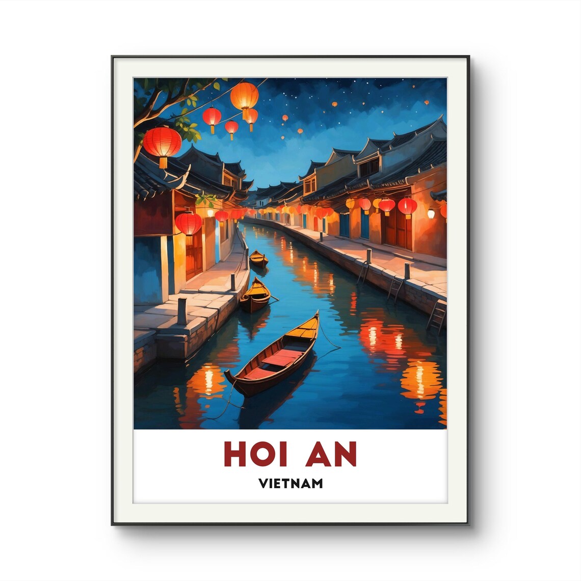 Hoi An Vietnam Night Lantern Canal Boats Old Town Waterway Poster - Image 2