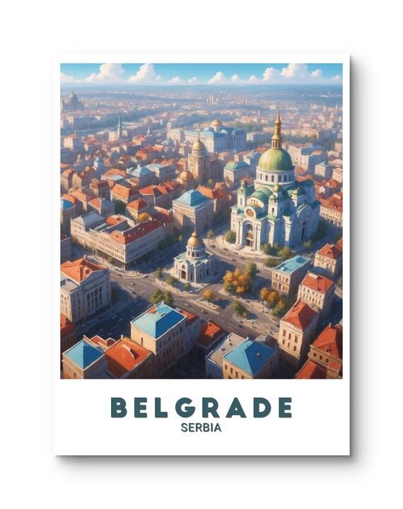 Belgrade Serbia Aerial Cityscape Historic Church Domes Poster