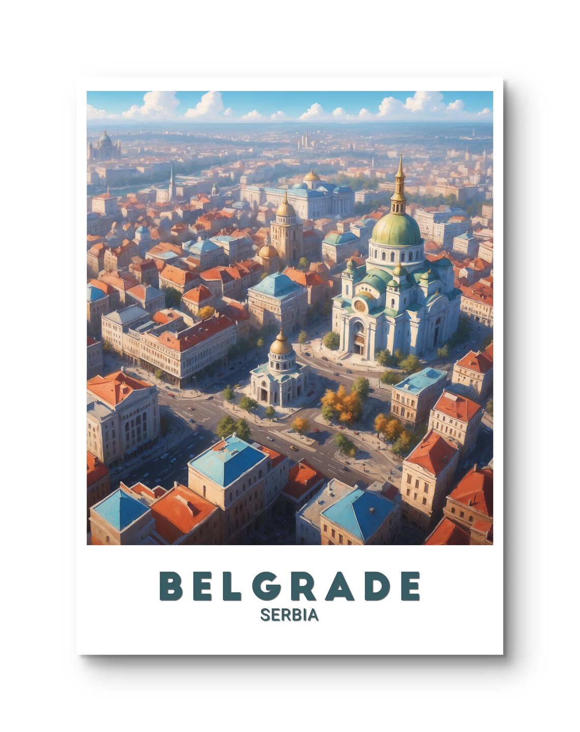 Belgrade Serbia Aerial Cityscape Historic Church Domes Poster