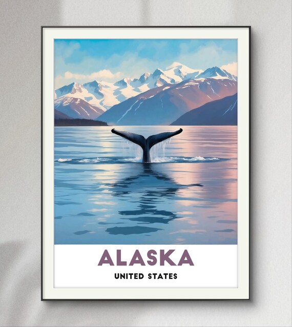 Alaska Poster Majestic Whale Tail In Pristine Waters United States Travel Poster
