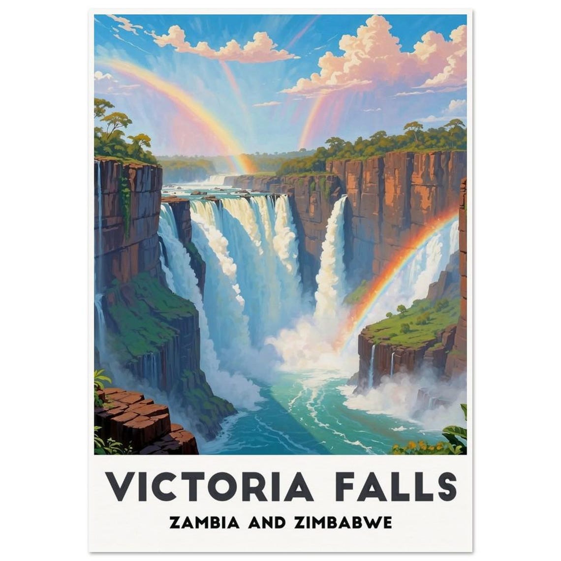 Victoria Falls Poster Majestic African Waterfall Art Natures Wonder Print Rainbow Landscape Decor - Image 4