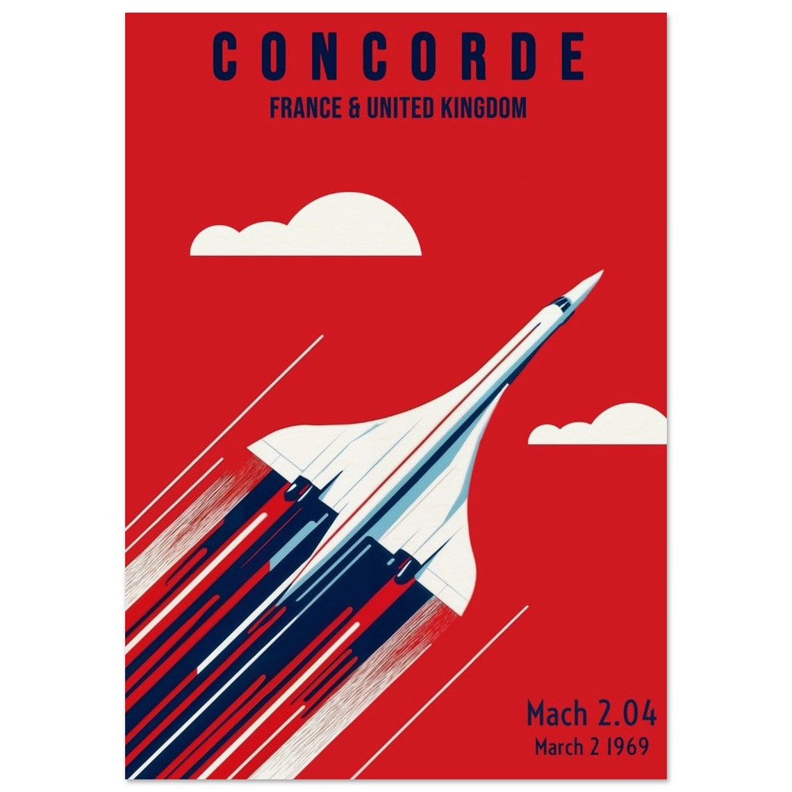 Concorde Supersonic Jet France UK Mach 2.04 Vintage Travel Poster - Image 4