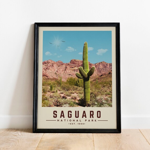 Saguaro National Park 1994 Giant Cactus Desert Photo Travel Poster
