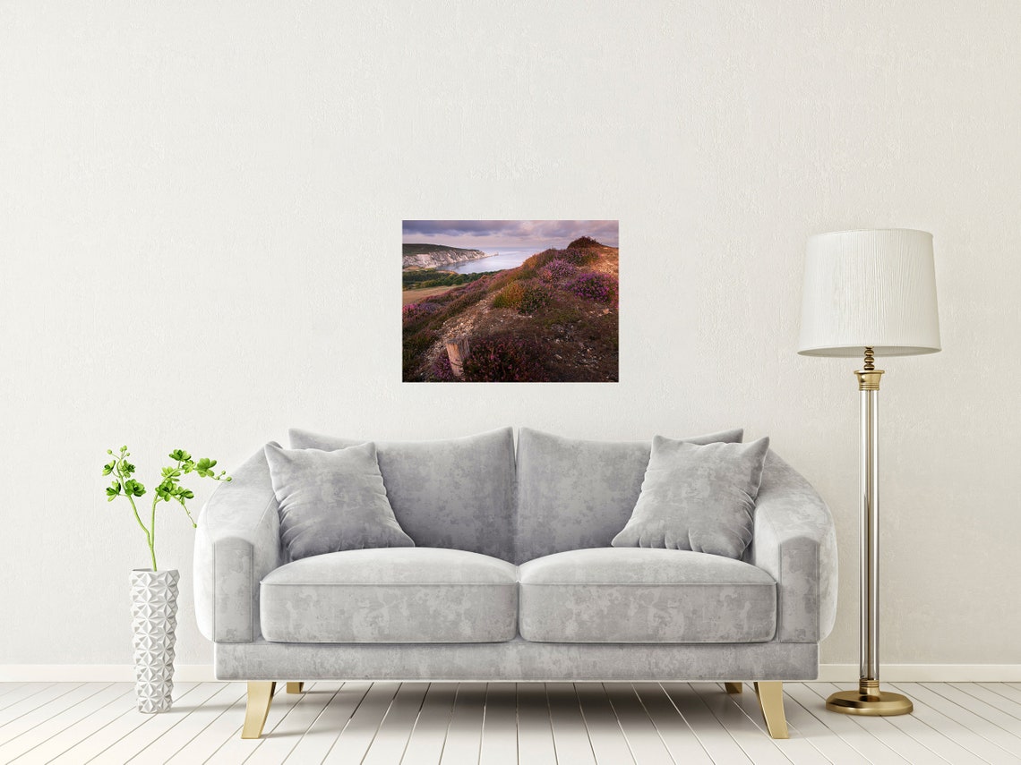 Purple Heather Headon Warren Isle Of Wight Sunset Coast Poster - Image 2