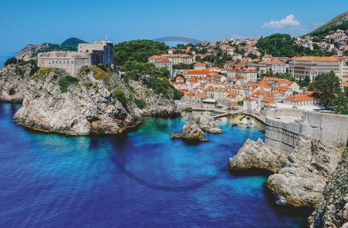 Dubrovnik Old Town Croatia Red Roofs Fortress and Blue Sea Poster - Image 3