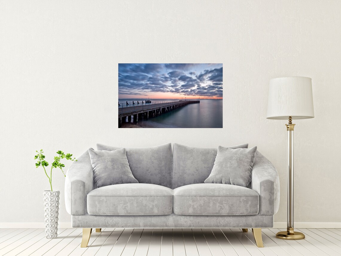 Shoeburyness Pier Southend Essex Dusk Calm Sea Pink Sky Poster - Image 2