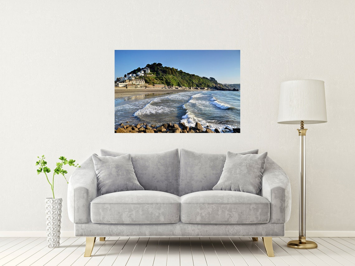 White Waves Breaking on Rocky Shores Below a Clifftop Village Poster - Image 2