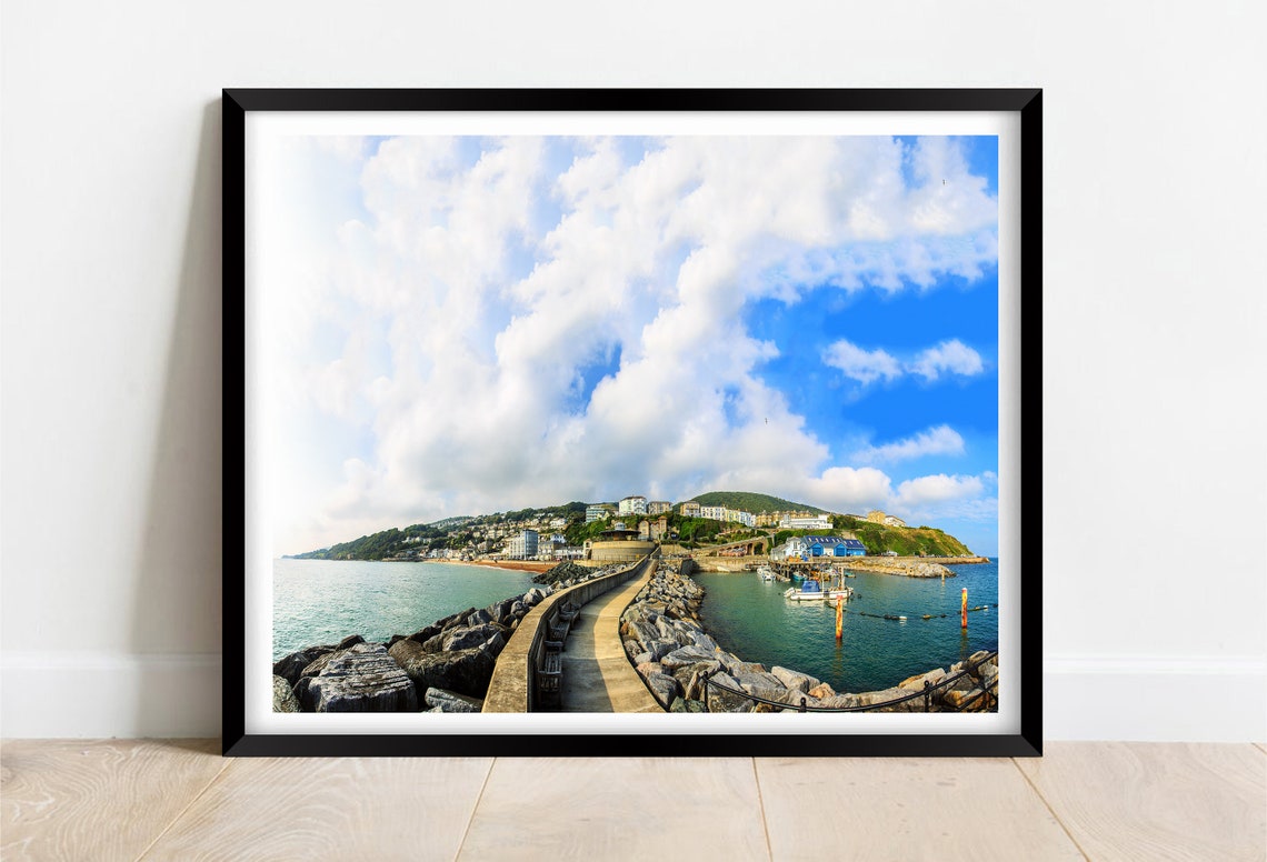 Ventnor Seafront Isle Of Wight Harbour Sea Wall Coastal Town Poster