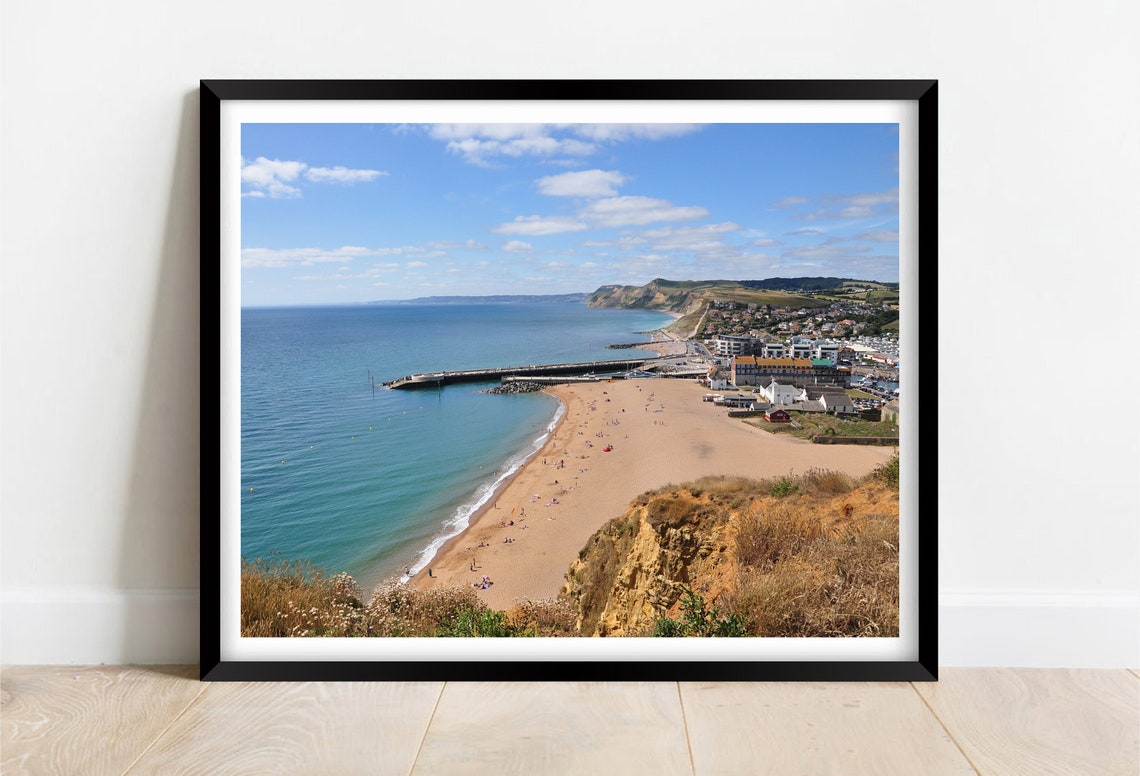 West Bay Sandy Beach Harbour And Golden Cliffs Dorset Poster