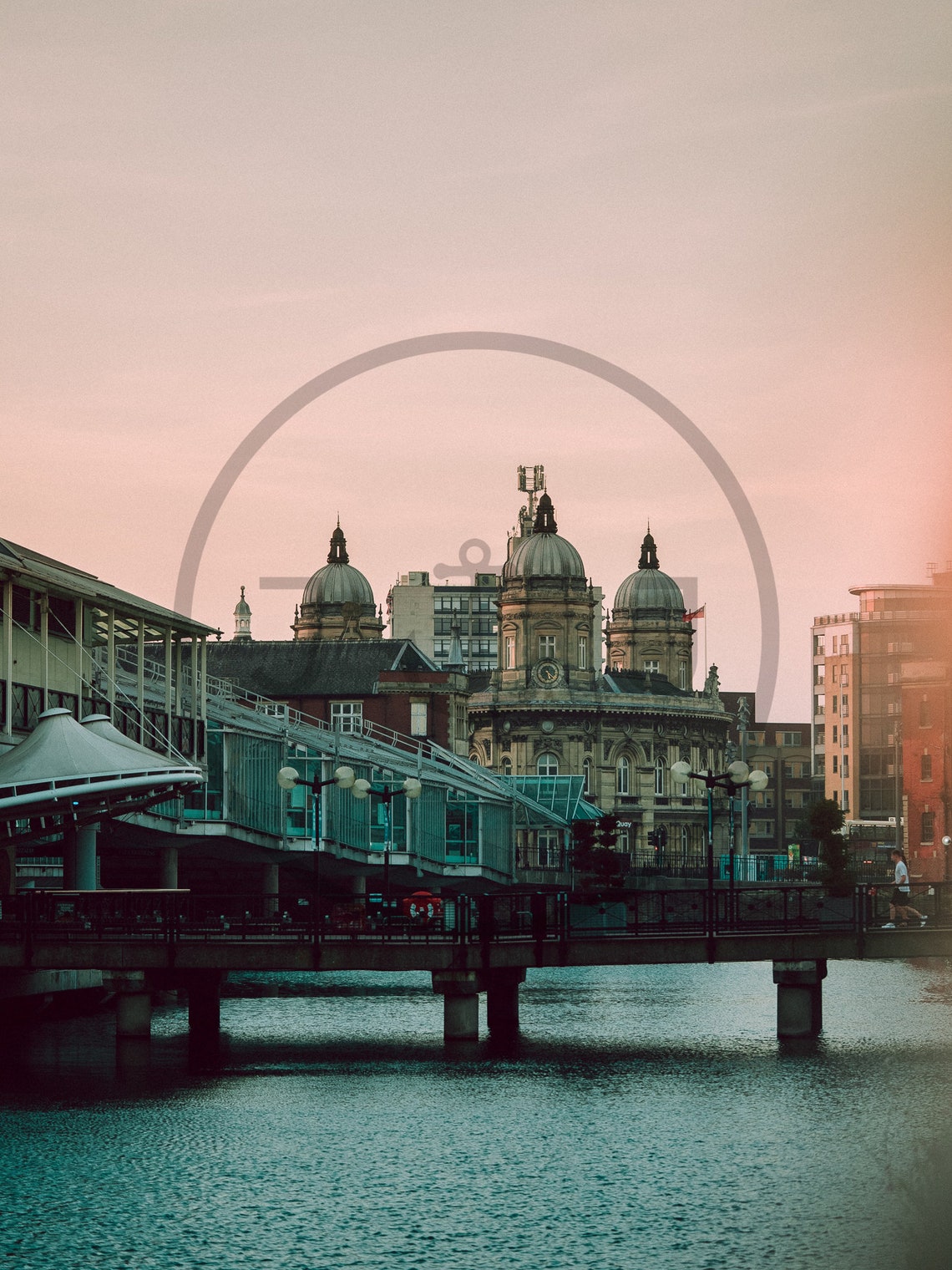 Kingston Upon Hull Yorkshire Waterfront Sunset Domes Glow Poster - Image 3