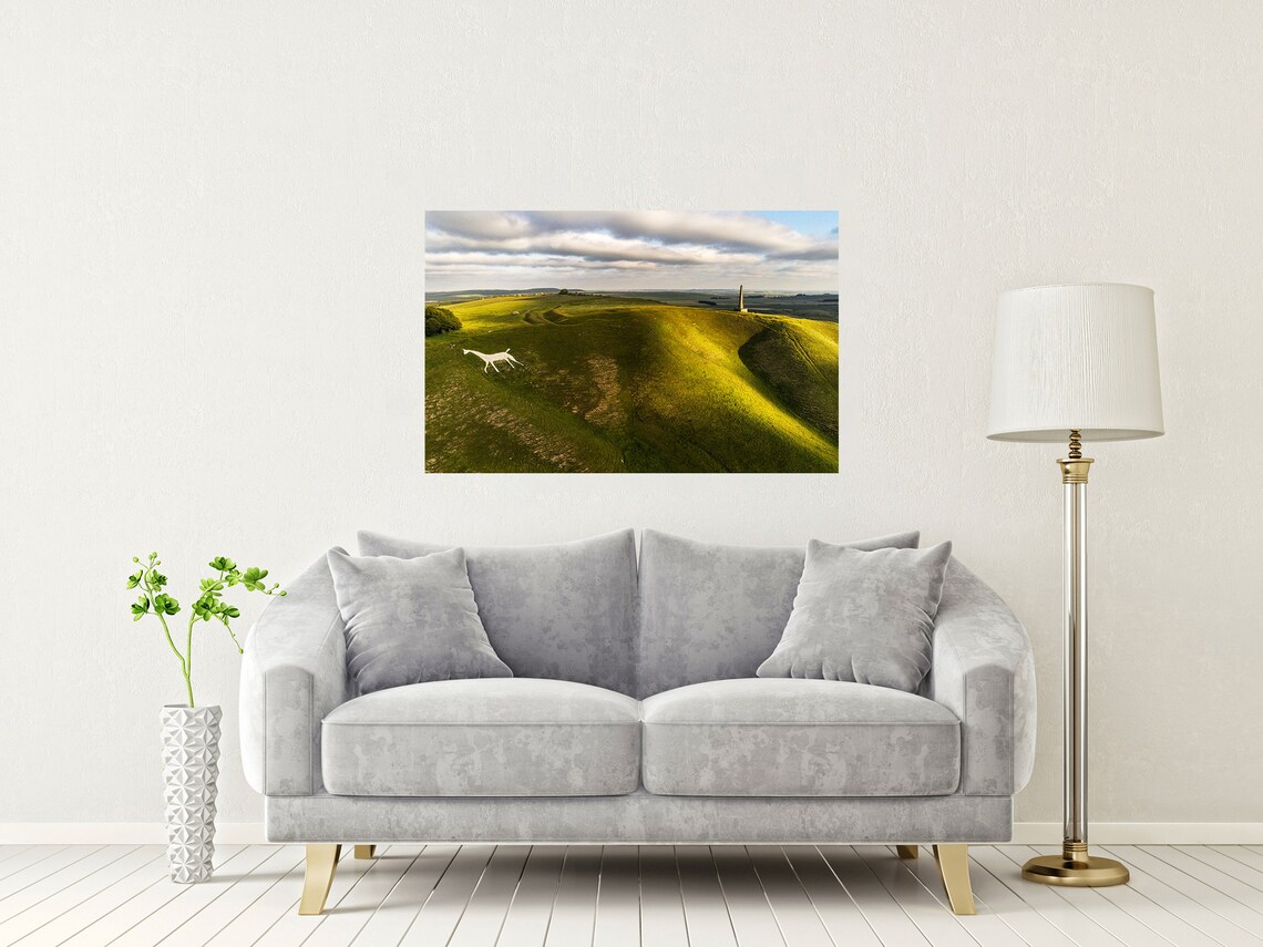 Cherhill White Horse Wiltshire Chalk Hill Aerial View Poster - Image 2