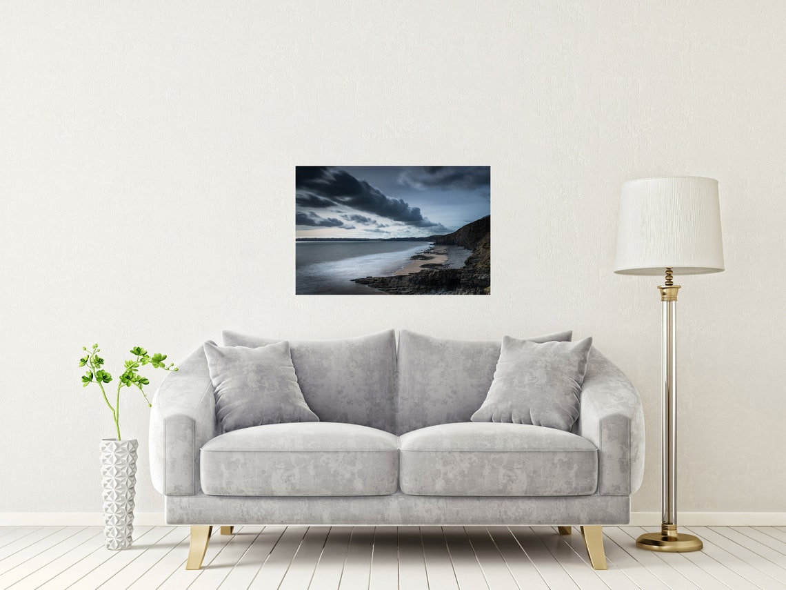 Telpyn Beach Dramatic Storm Clouds Over Carmarthenshire Coast Poster - Image 2