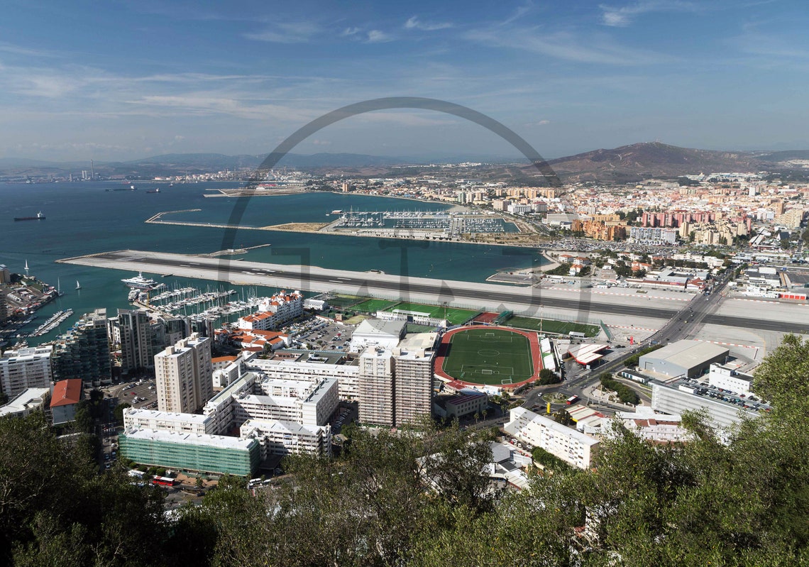 Gibraltar Harbour Aerial Runway Marina Bay View From The Rock Poster - Image 3