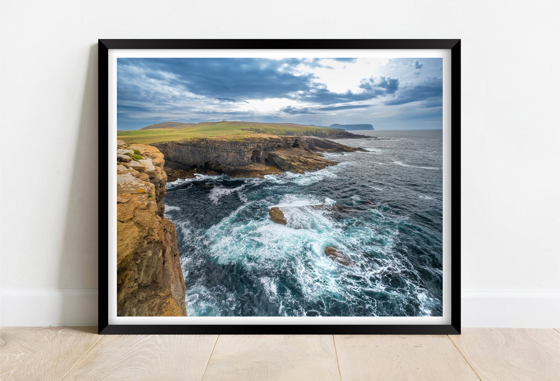 Yesnaby Cliffs Orkney Scotland Crashing Waves Sea View Poster