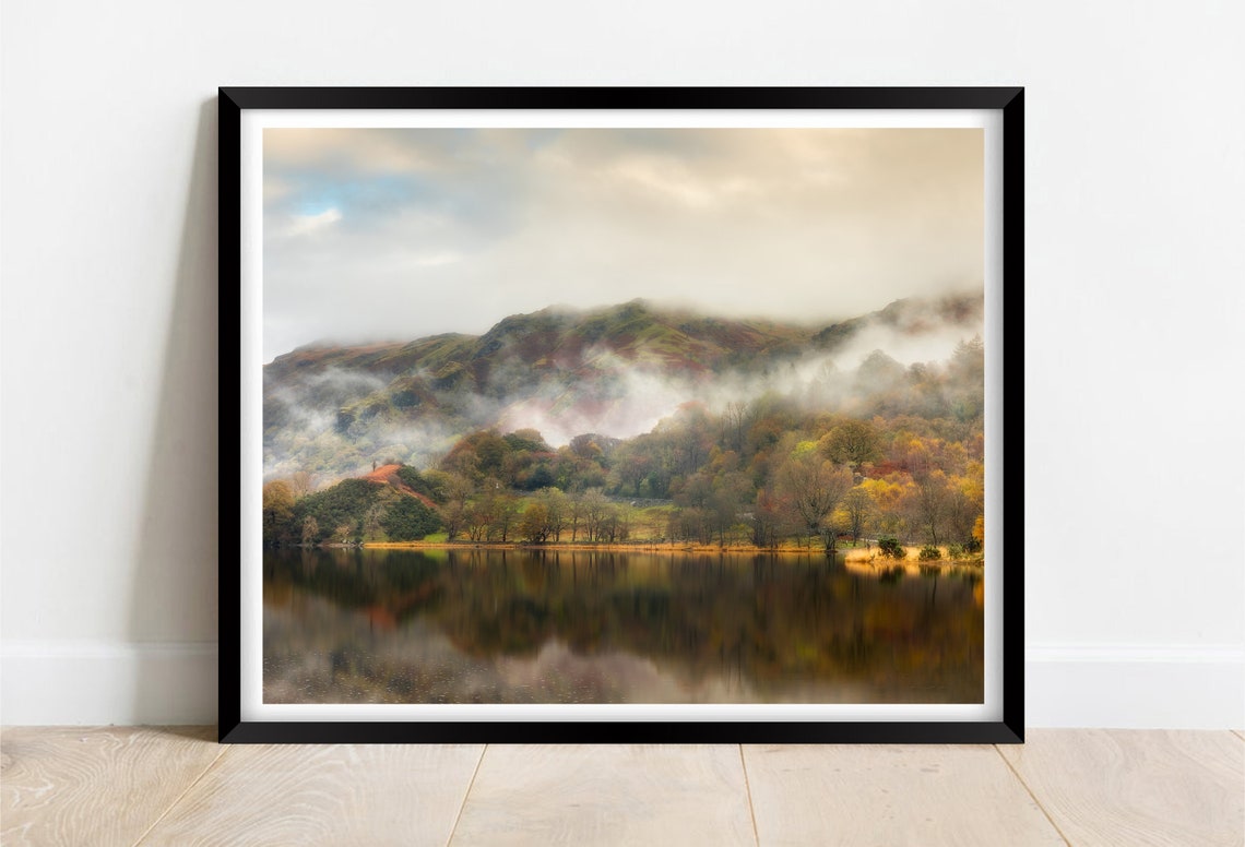 Llyn Gwynant Wales Sunrise with Autumn Lake Reflection Poster