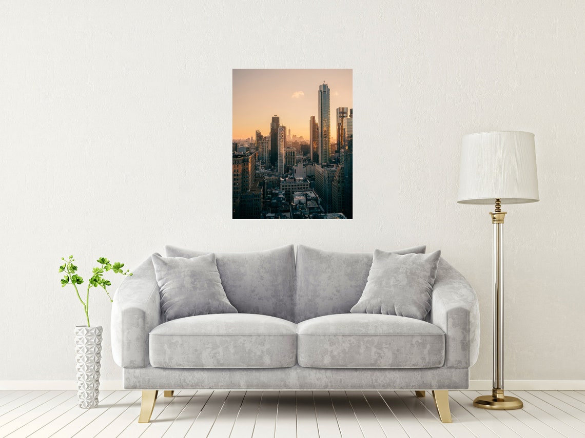 New York City Manhattan Skyline Golden Hour Sunset Photo Poster - Image 2