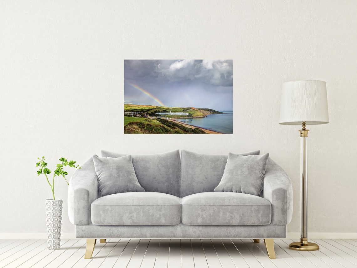 Rainbow Over Bowleaze Cove Green Hills Weymouth Dorset Poster - Image 2