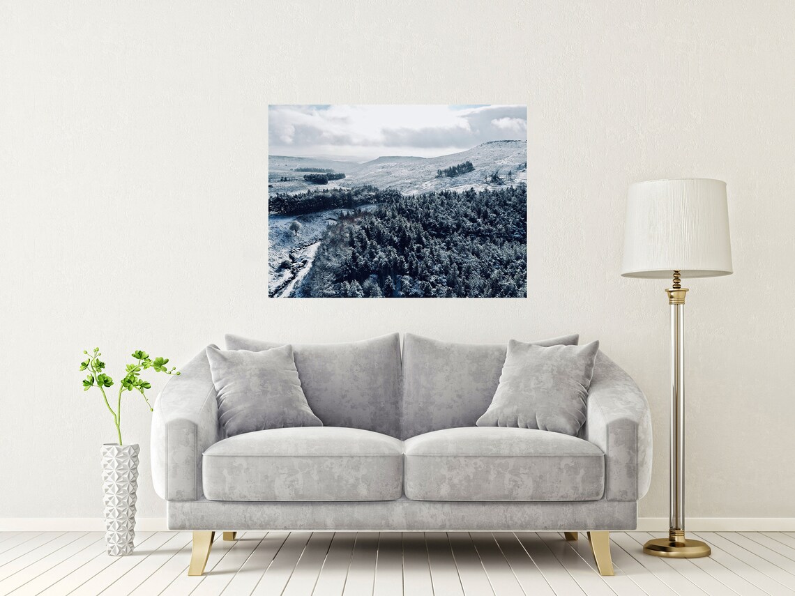 Snow Covered Burbage Valley And Pines In Winter Aerial View Poster - Image 2