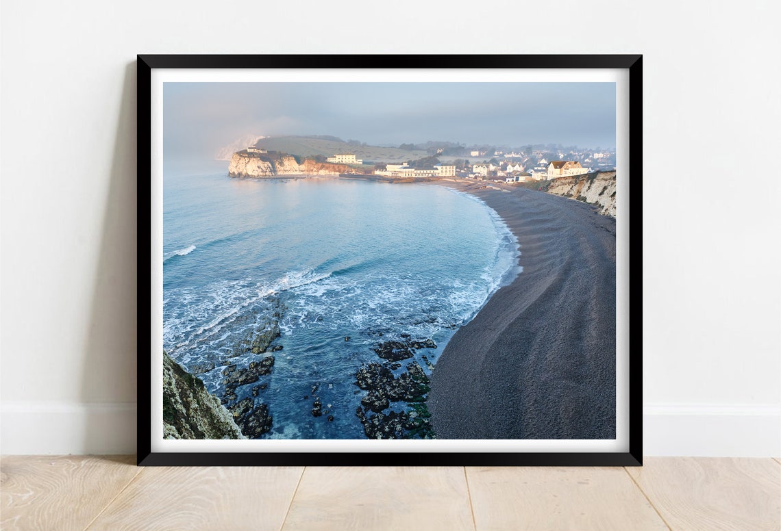 Freshwater Bay Isle Of Wight Chalk Cliffs Seaside Scenic Poster