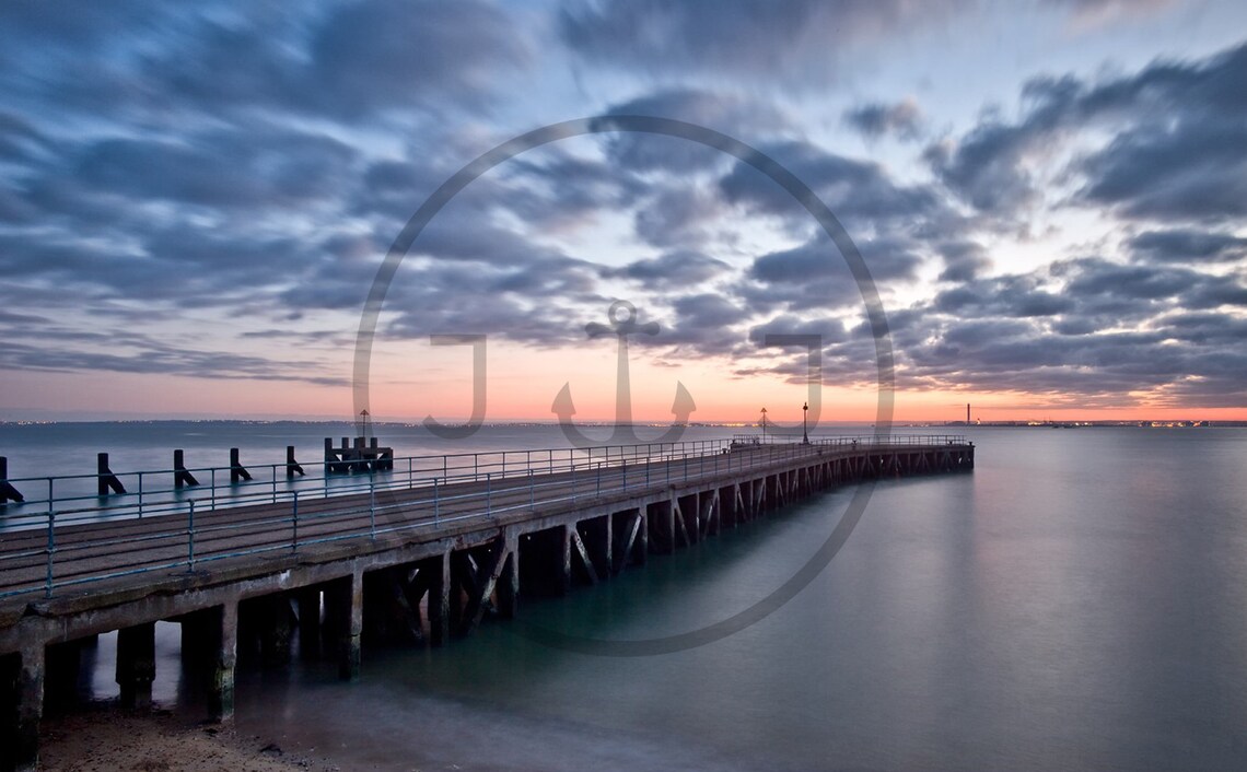 Shoeburyness Pier Southend Essex Dusk Calm Sea Pink Sky Poster - Image 3