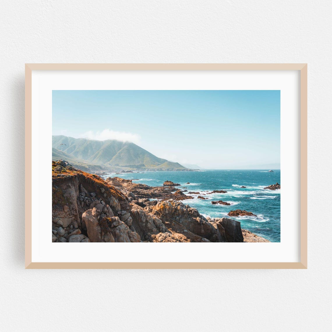 Rocky Pacific Coast Seascape Turquoise Waves Cliffs Photo Poster