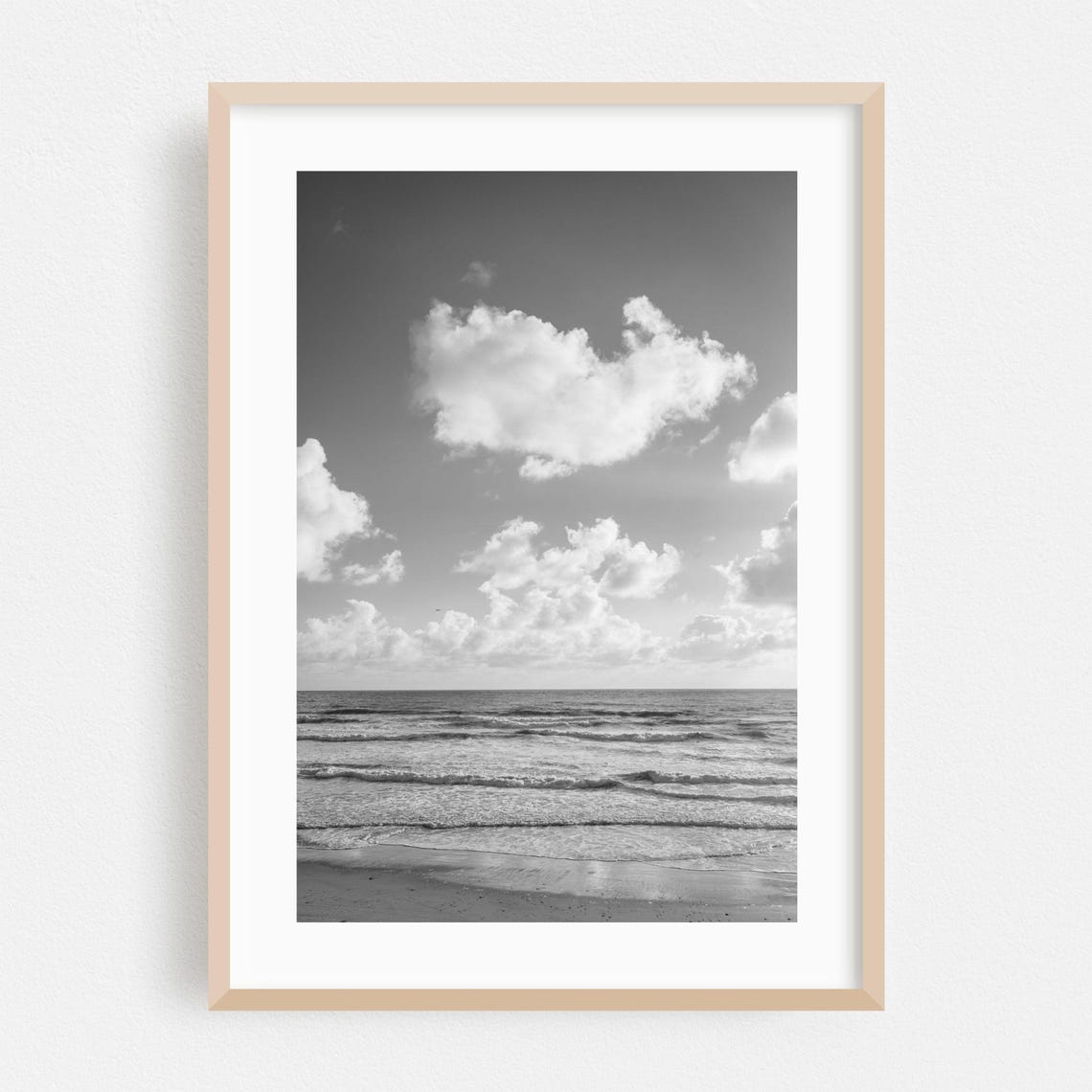 Black and White Del Mar Ocean Waves Minimalist Photography Poster