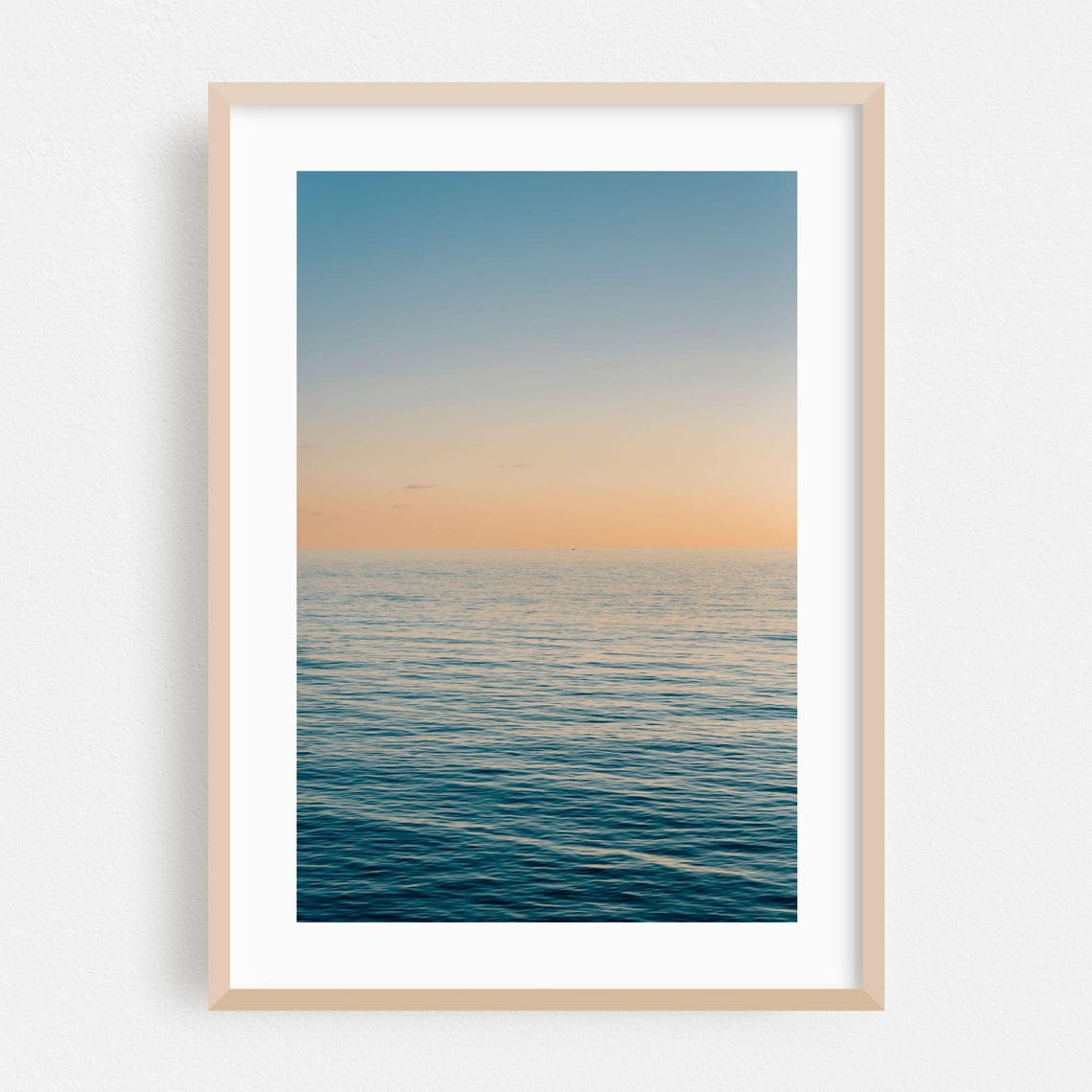 Serene Minimal Ocean Sunset Pastel Gradient Photography Art Print