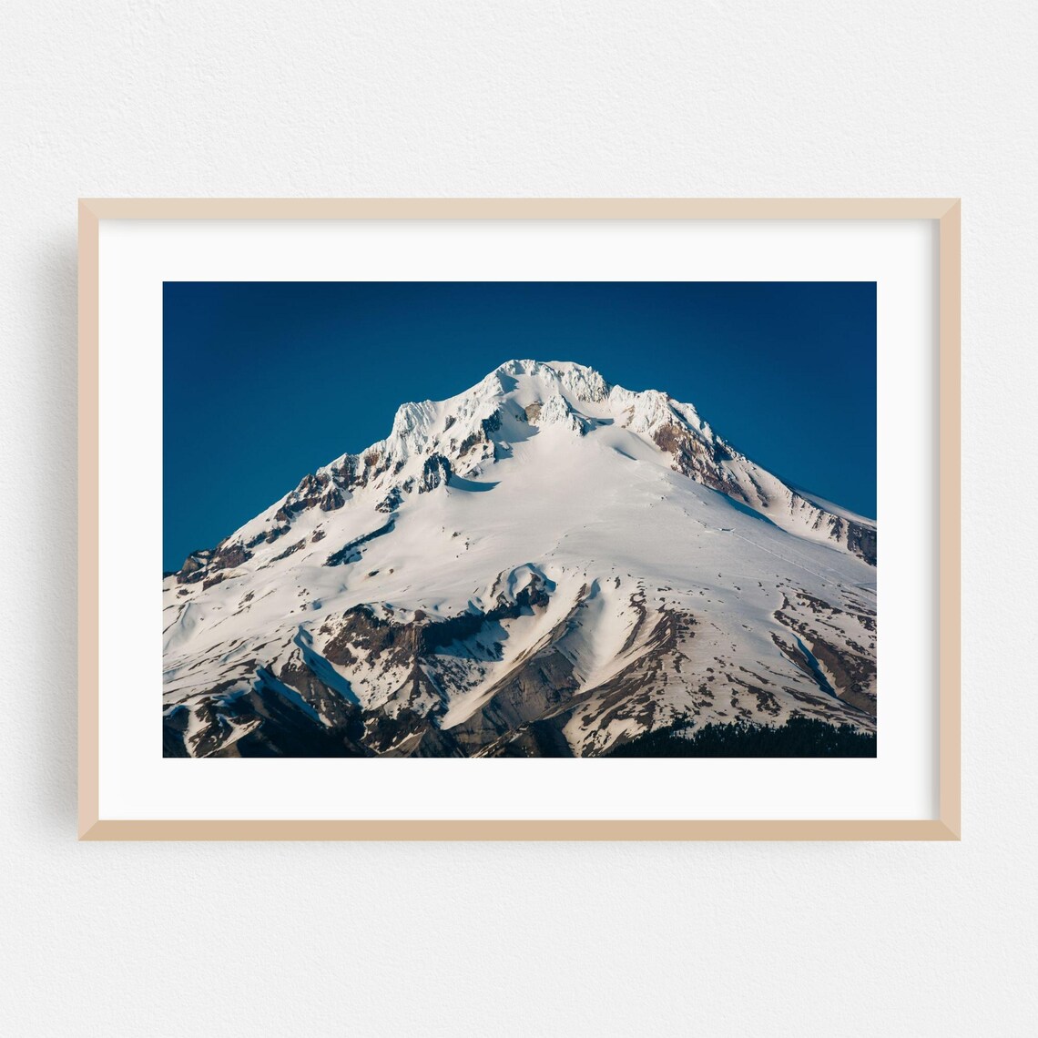 Mount Hood Oregon Snow Capped Peak Blue Sky Mountain Photo Print