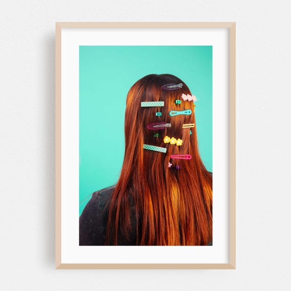 Retro Print Pop Wall Art Fashion Framed Modern Home Decor Pastel Poster Photography Fine Hair Clips On Red