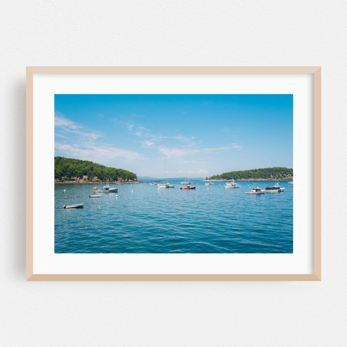 Bar Harbor Maine Sailboat Harbor Blue Water Coastal Scenic Poster