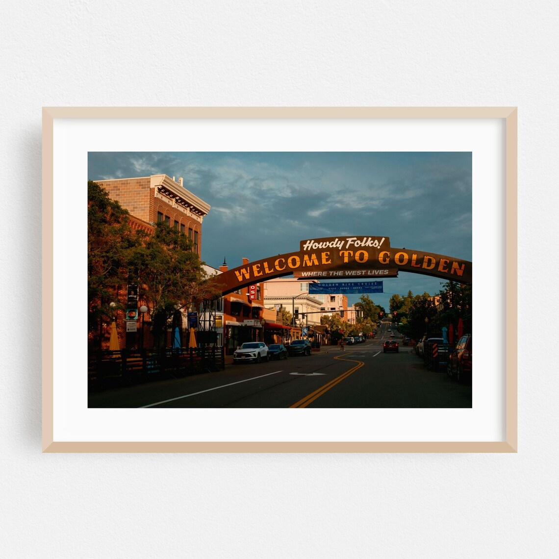 Welcome to Golden Colorado Arch Dusk Street Photography Poster
