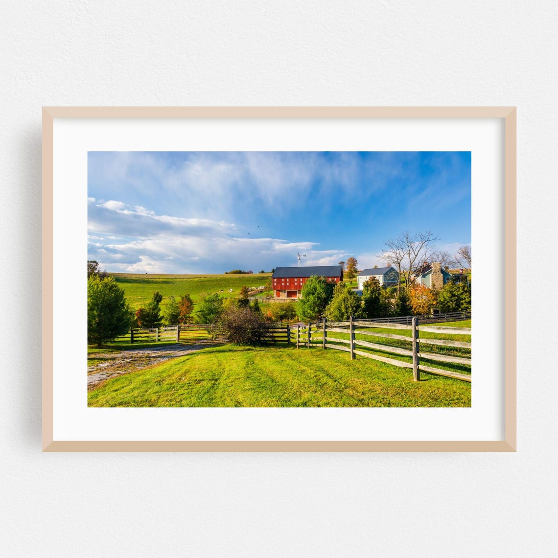 Pennsylvania Autumn Farm Red Barn Fence Fall Countryside Photo Poster