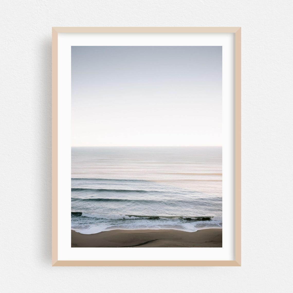 Calm Ocean Waves Minimalist Beach Seascape Soft Light Fine Art Poster